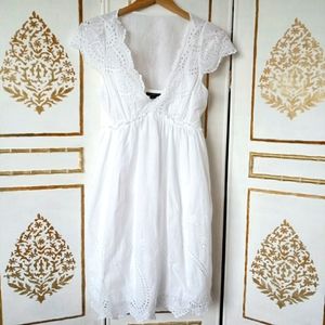 BCBG MAXAZRIA embroidered, boho mini white dress size Small